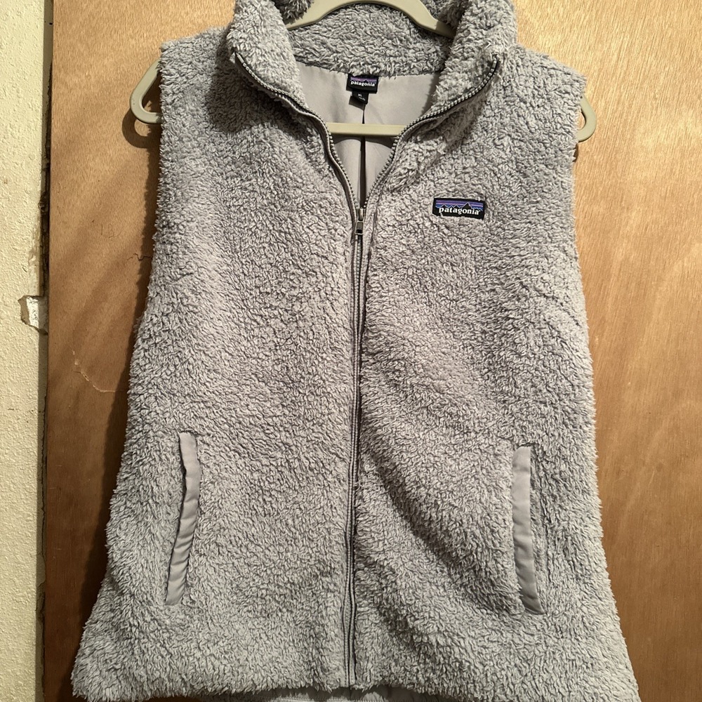 Patagonia Los Gatos Vest Womens XL Gray Fleece Sherpa Full Zip Pockets